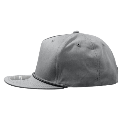 Decky 1041 - Classic Flat Bill Golf Hat with Rope, Snapback: Black