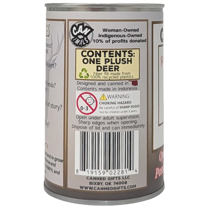 Canned Deer | Animal Plush w/Jokes | Unique Hunting Gift: Pop Top Lid