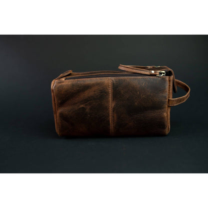 Leather Toiletry Bag: Mid Brown