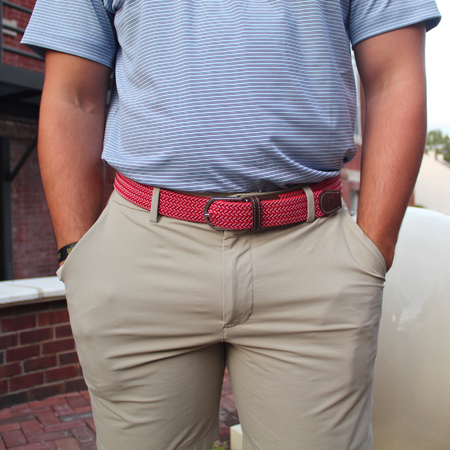 The Crimson Woven Elastic Stretch Belt: Medium