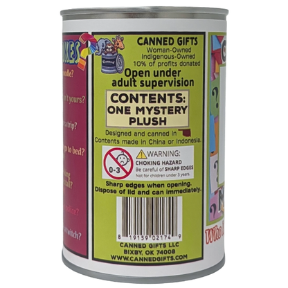 Canned Mystery | Unknown Random Plush w/Jokes | Fun Surprise: Pop Top Lid