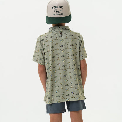 Youth-Performance Polo-Flying Ducks Green