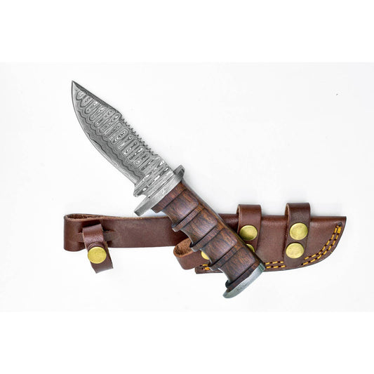 Titan Damascus steel Knife with Black Walnut Scales