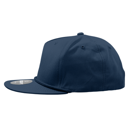 Decky 1041 - Classic Flat Bill Golf Hat with Rope, Snapback: Black