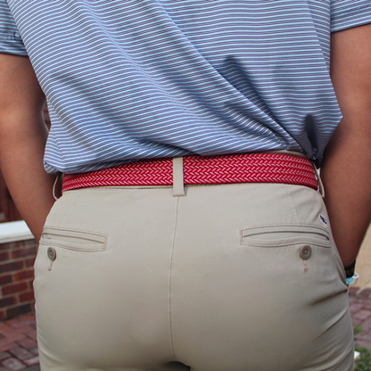 The Crimson Woven Elastic Stretch Belt: Medium