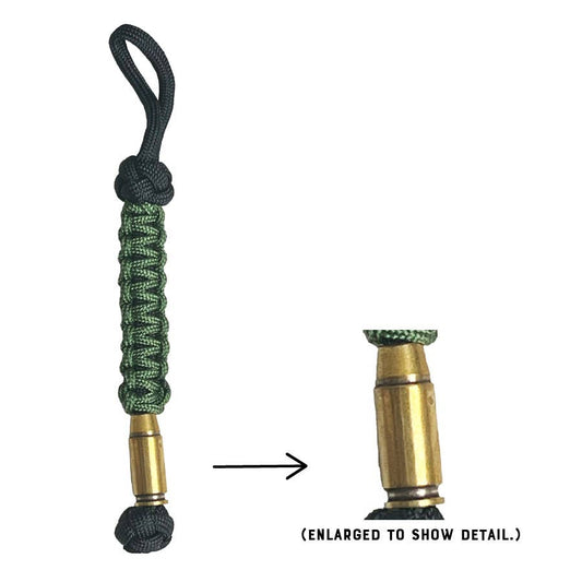 Tactical Lanyard, Green w/ Brass Bullet