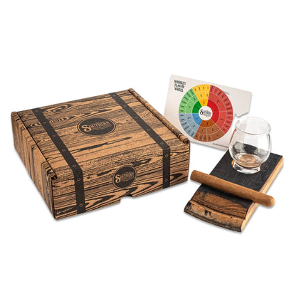 Cigar Holder and Coaster with Whiskey Tasting Glass