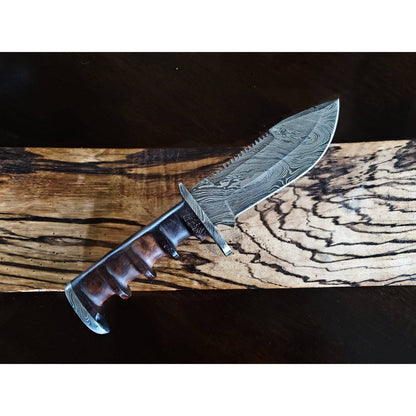 Titan Damascus steel Knife with Black Walnut Scales