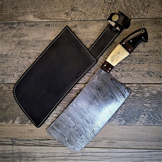 HTS-502 Thin Meat Cleaver Damascus / Kitchen/ Handmade