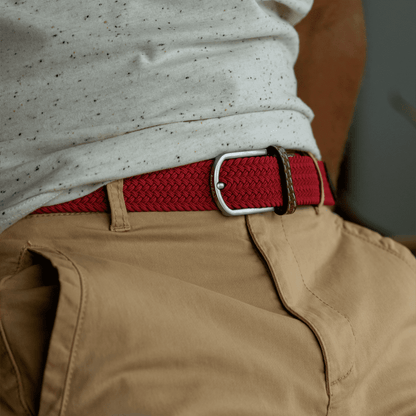 Carmine Red elastic woven belt   : Size 1
