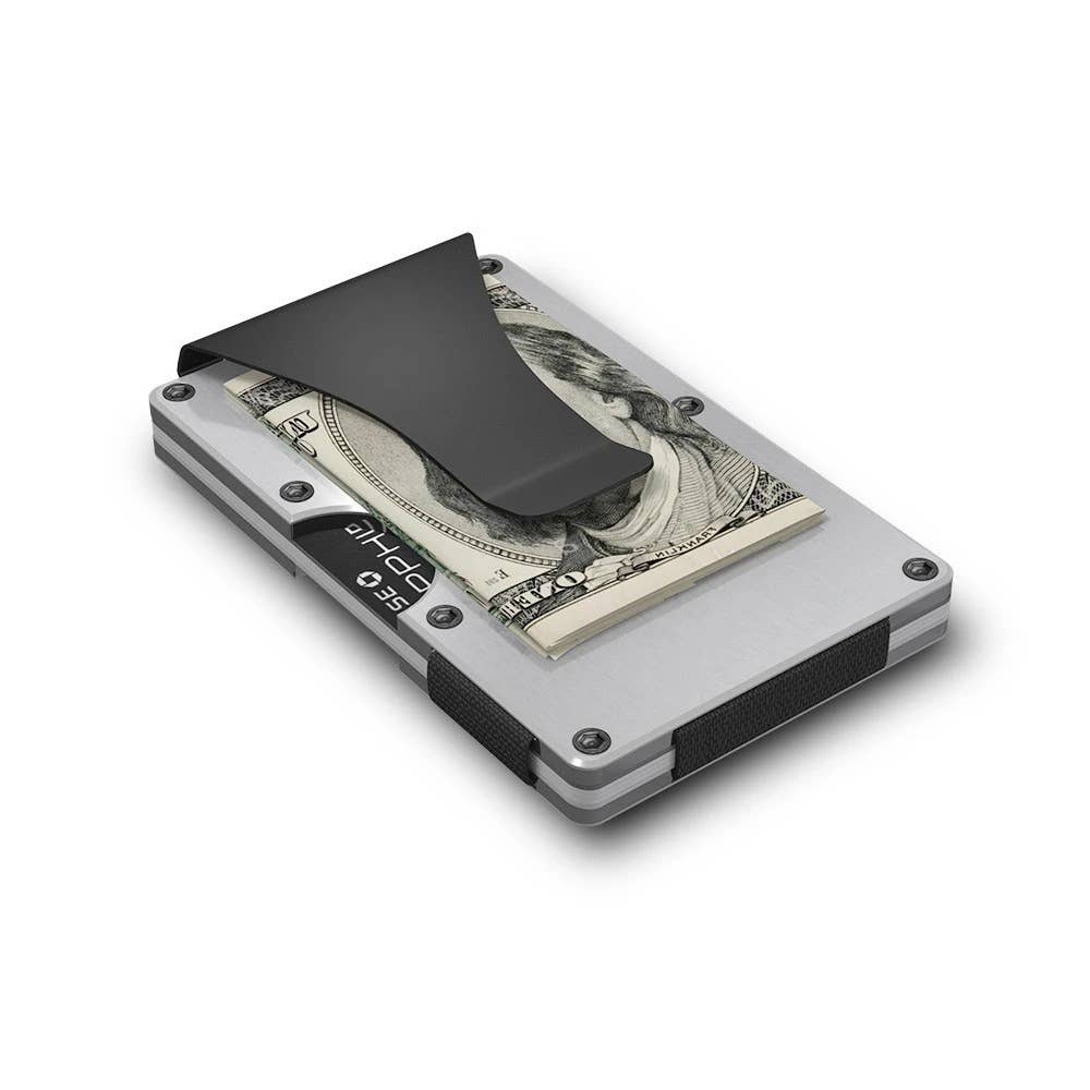 Grid Wallet // Silver Aluminum: Silver / Aluminum / 3.38"L x 2.12"W x 0.23"H