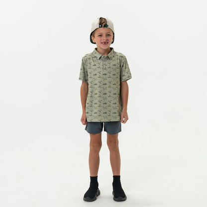 Youth-Performance Polo-Flying Ducks Green