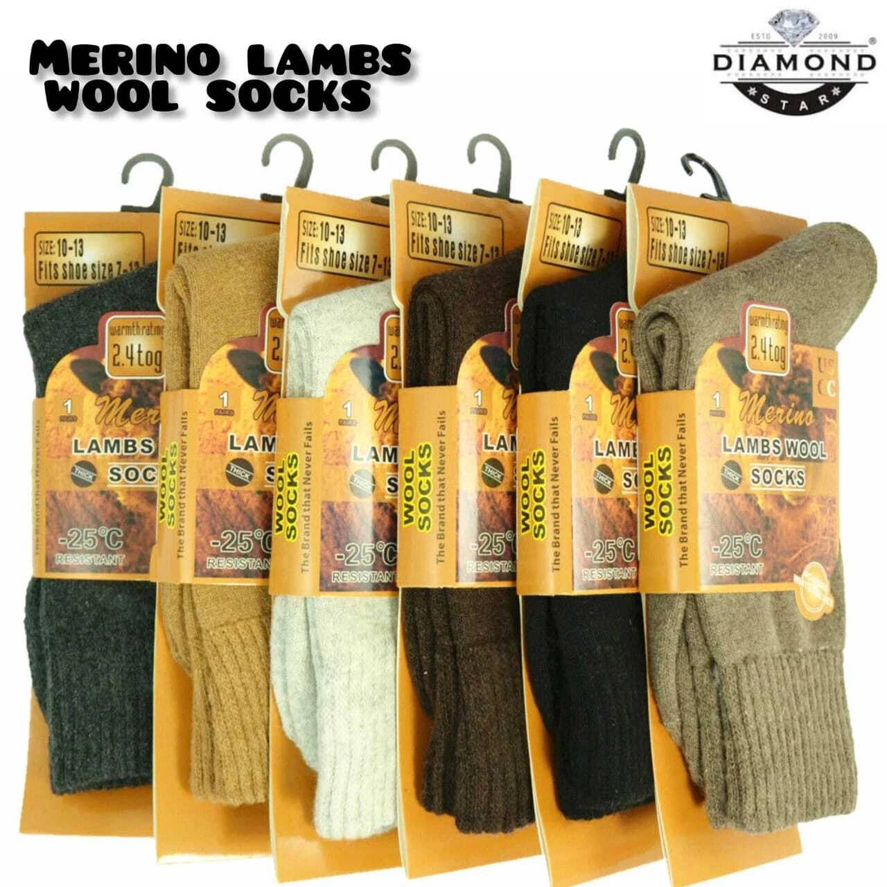 Men Merino Lambs Wool Socks Winter Heavy Duty Thermal Boots Size 9-11 10-13: Multicolor