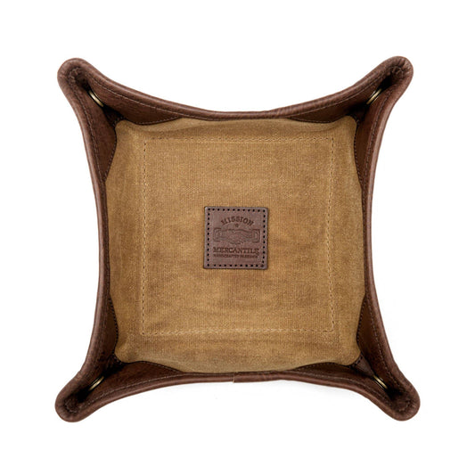 Campaign Waxed Canvas Desk Caddy: Smoke / Brown