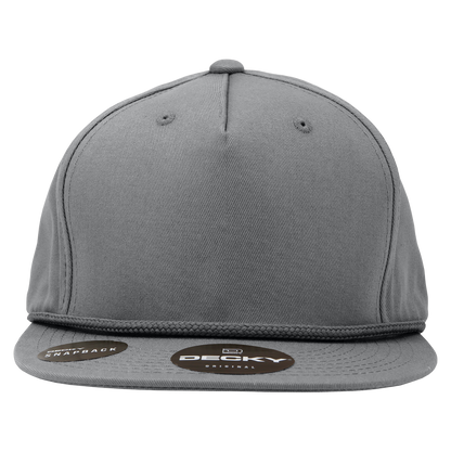 Decky 1041 - Classic Flat Bill Golf Hat with Rope, Snapback: Black