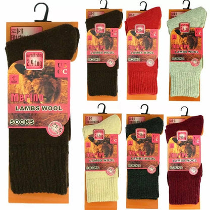 Men Merino Lambs Wool Socks Winter Heavy Duty Thermal Boots Size 9-11 10-13: Multicolor