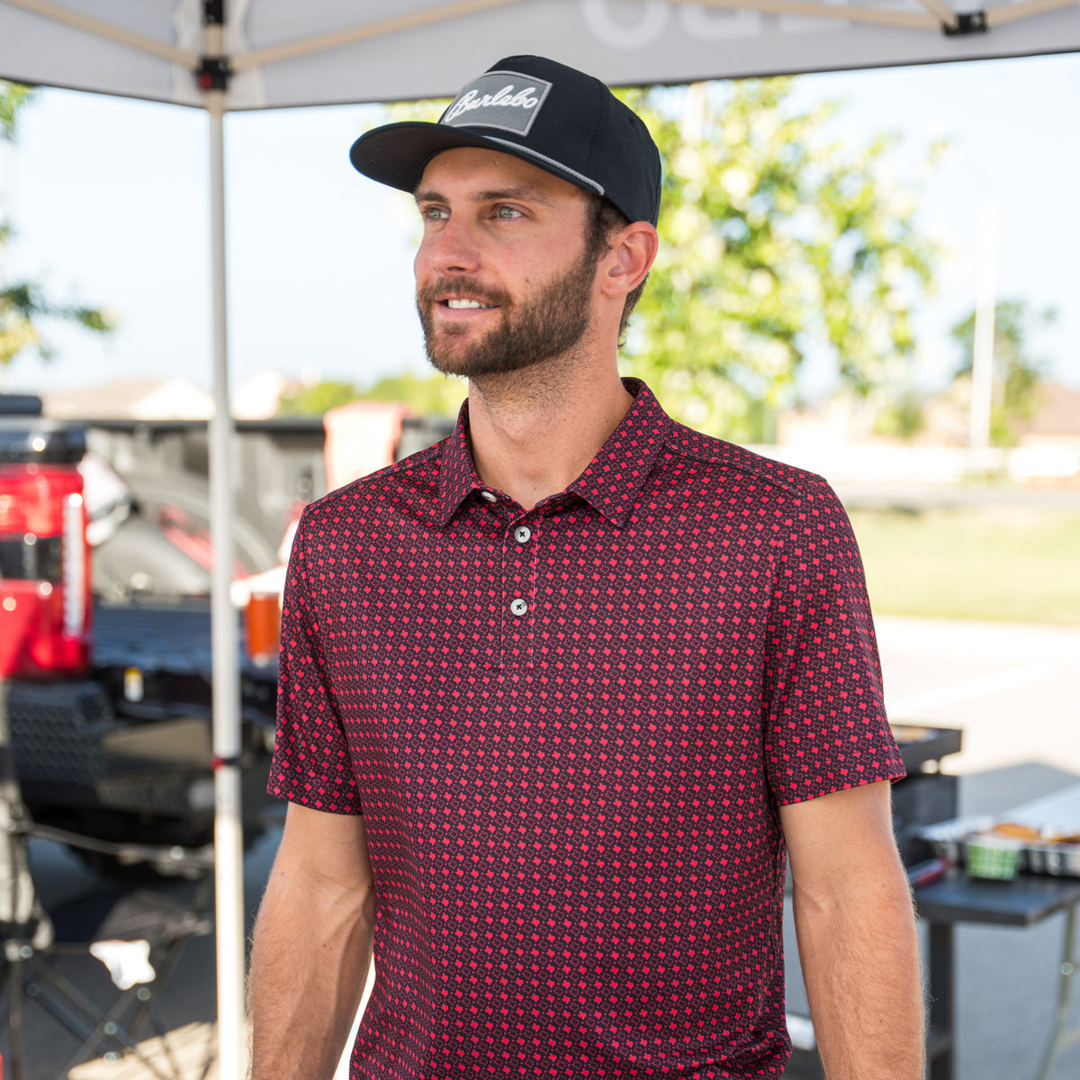 Performance Polo - Texas-Black and Red