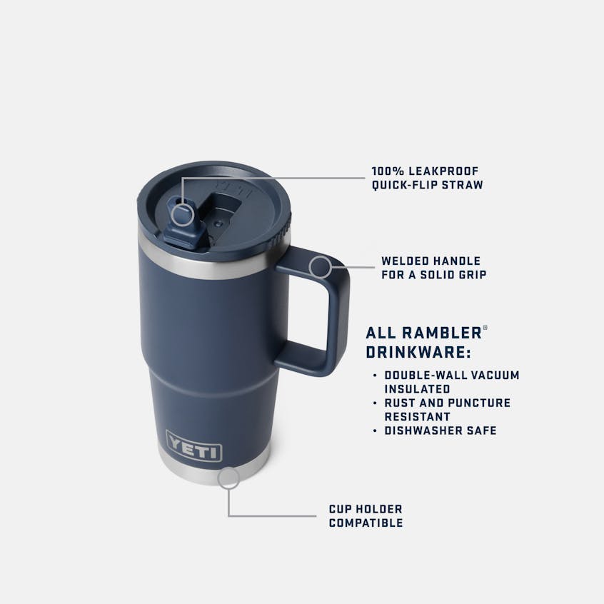 RAMBLER® 20 OZ TRAVEL STRAW MUG WITH COLOR-MATCHED STRAW LID