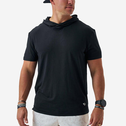 Short Sleeve Performance Hoodie - Black