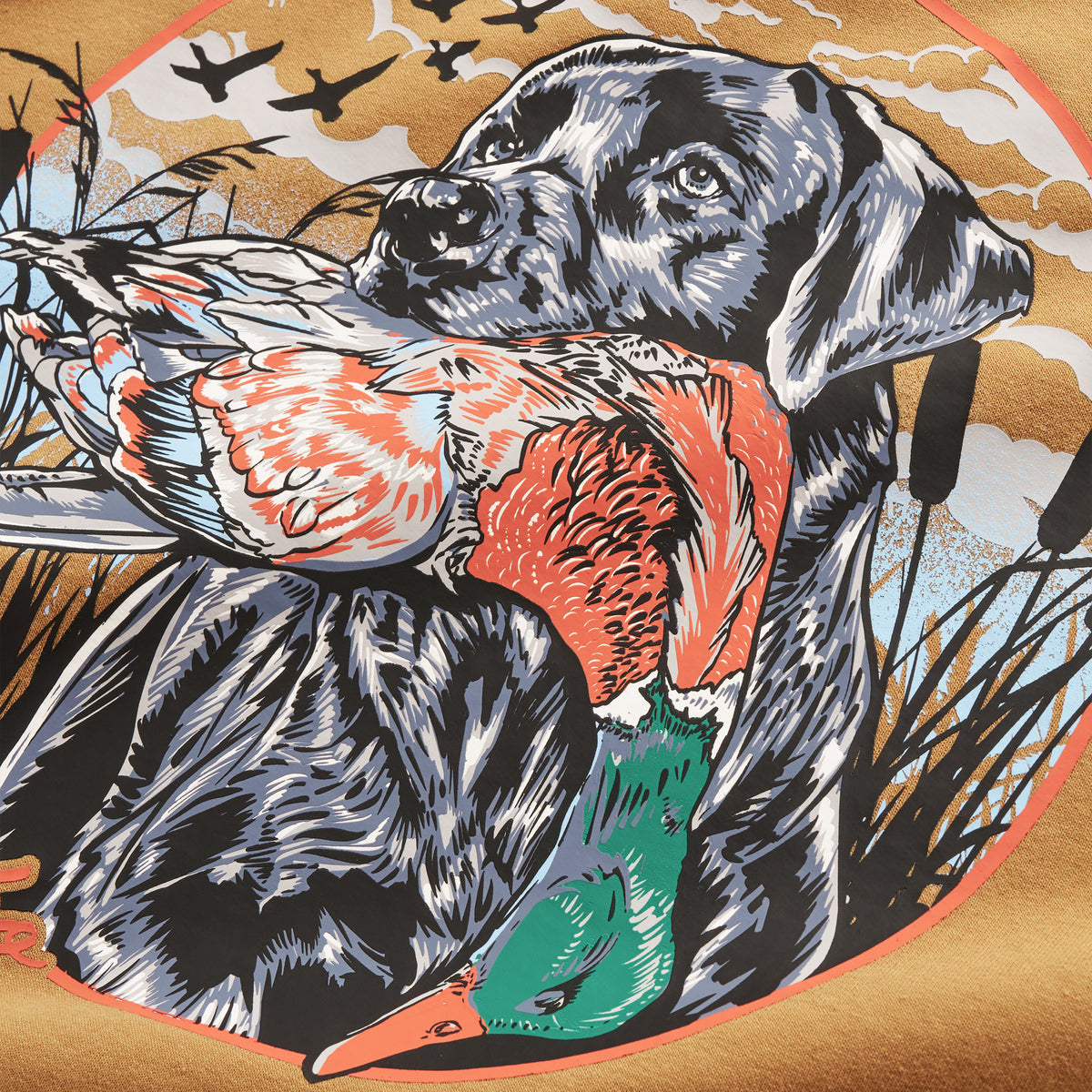 Fleece Hoodie - Duck and Dog- Light Brown