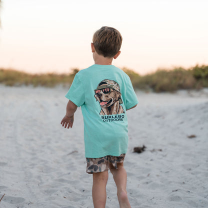Youth Tee-Mallard Camo Dog-Island Reef