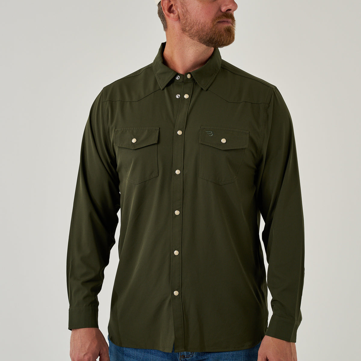 Long Sleeve Performance Western Shirt-Mallard Green