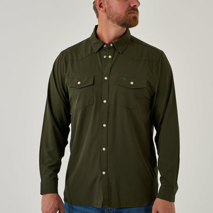Long Sleeve Performance Western Shirt-Mallard Green