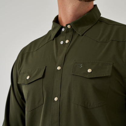Long Sleeve Performance Western Shirt-Mallard Green