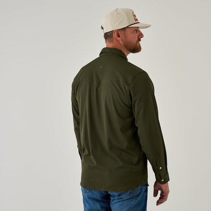 Long Sleeve Performance Western Shirt-Mallard Green