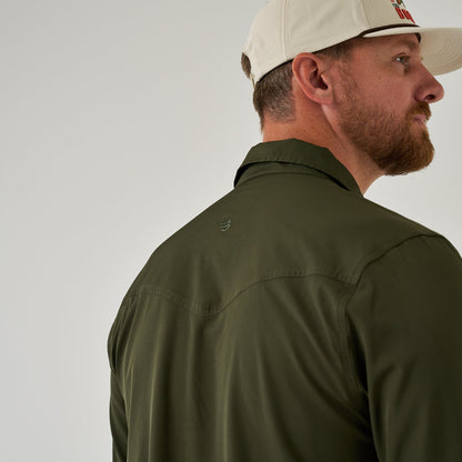 Long Sleeve Performance Western Shirt-Mallard Green