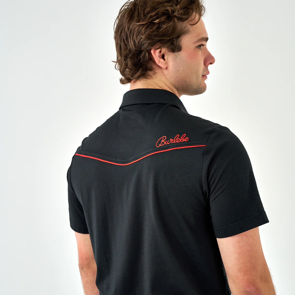 Pearl Snap Performance Polo - Black and Red
