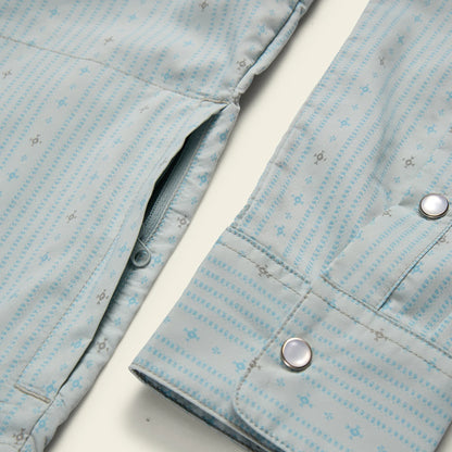 H Bar B Tech Longsleeve: Supernova Stripe: Ash Blue
