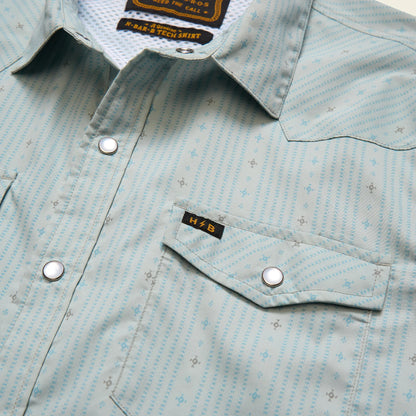 H Bar B Tech Longsleeve: Supernova Stripe: Ash Blue