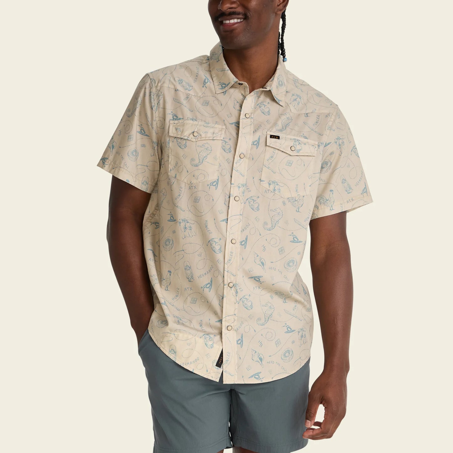 H Bar B Snapshirt: Sea Rodeo: Sand