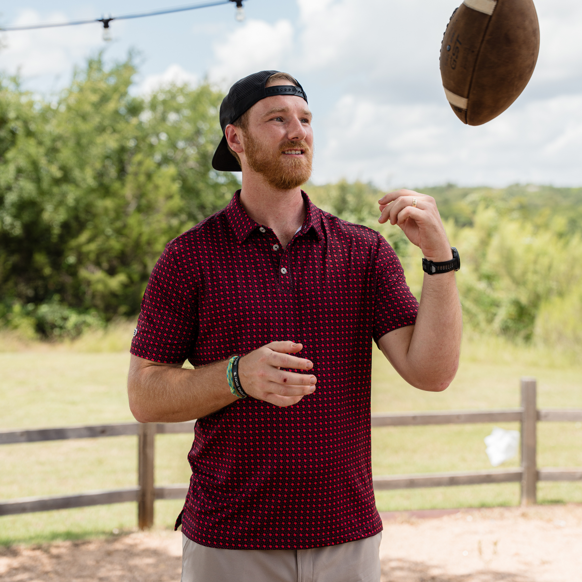 Performance Polo - Texas-Black and Red