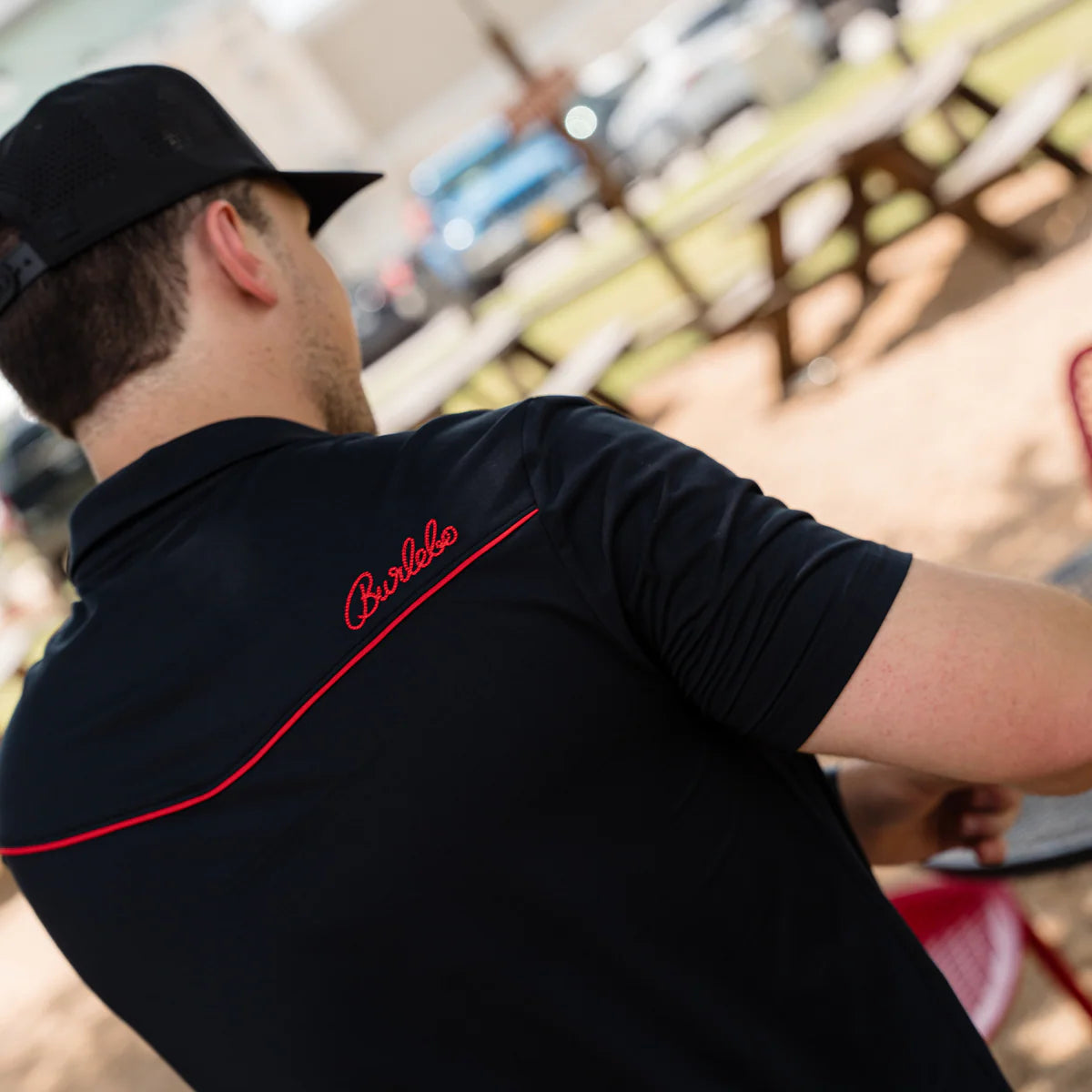 Pearl Snap Performance Polo - Black and Red