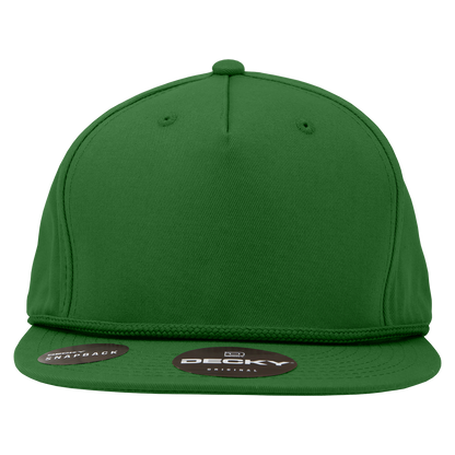 Decky 1041 - Classic Flat Bill Golf Hat with Rope, Snapback: Black