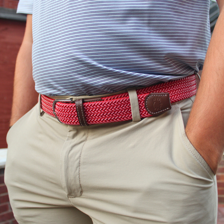 The Crimson Woven Elastic Stretch Belt: Small
