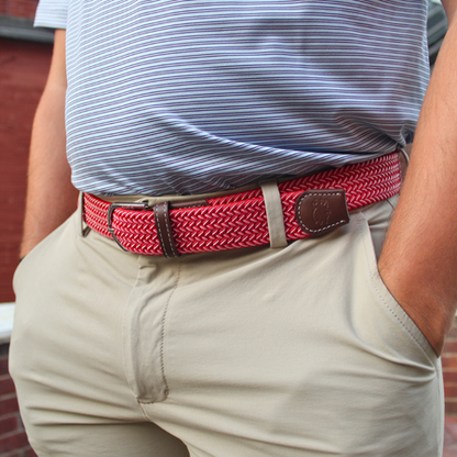 The Crimson Woven Elastic Stretch Belt: Small