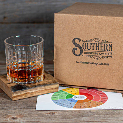 Whiskey Glass and Barrel Coaster Set