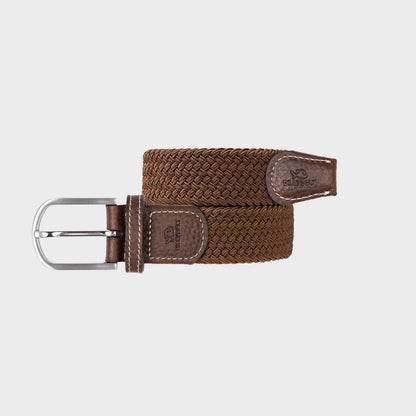 Camel brown elastic braided belt: Size 2