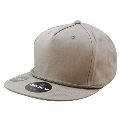 Decky 1041 - Classic Flat Bill Golf Hat with Rope, Snapback: Black