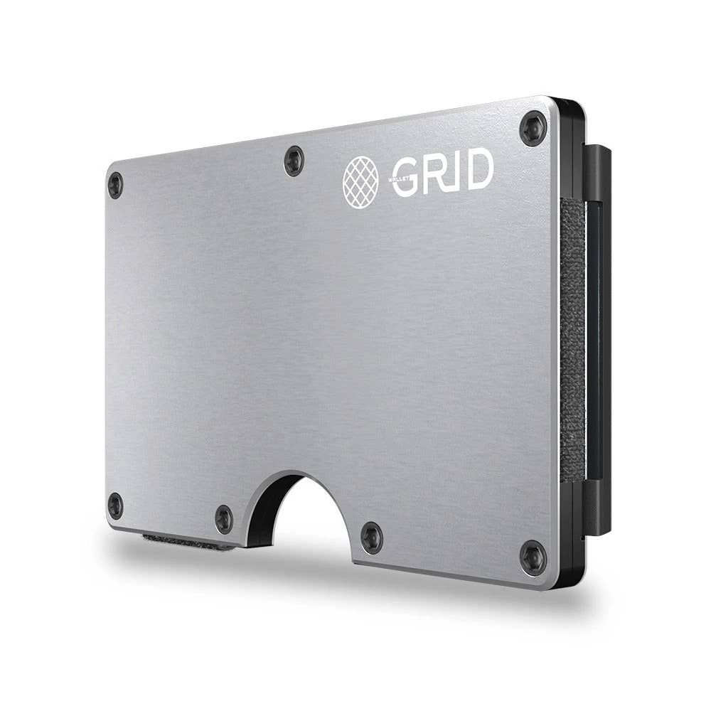 Grid Wallet // Silver Aluminum: Silver / Aluminum / 3.38"L x 2.12"W x 0.23"H