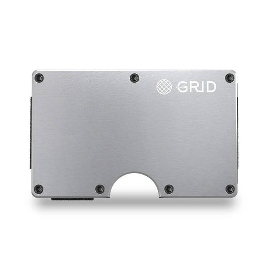 Grid Wallet // Silver Aluminum: Silver / Aluminum / 3.38"L x 2.12"W x 0.23"H