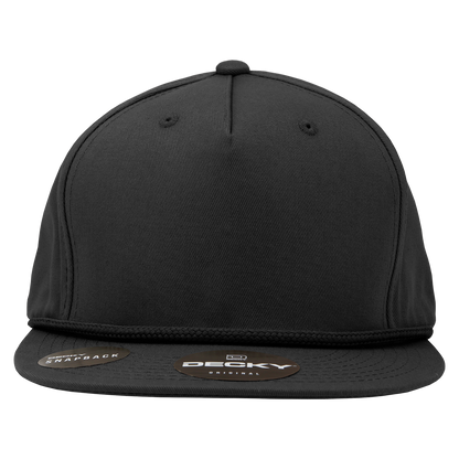 Decky 1041 - Classic Flat Bill Golf Hat with Rope, Snapback: Black