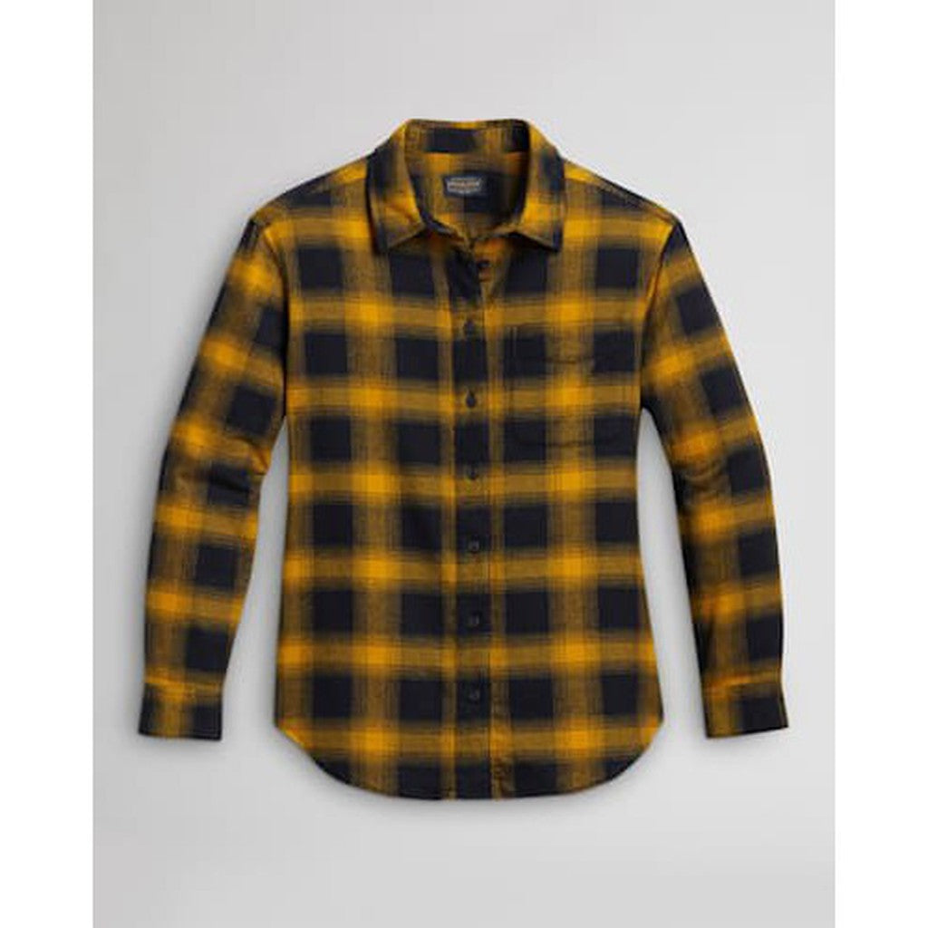 WOMEN'S GIRLFRIEND DOUBLE-BRUSHED FLANNEL SHIRT - BROWN/BLACK OMBRE PLAID