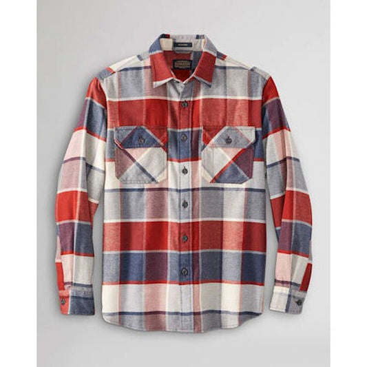 MEN'S PLAID BURNSIDE DOUBLE-BRUSHED FLANNEL SHIRT - RED/NAVY