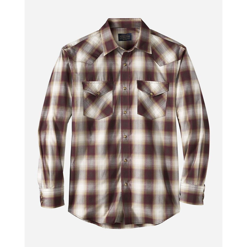 Frontier Shirt - Long Sleeve - Tan/Brown/Wine Plaid