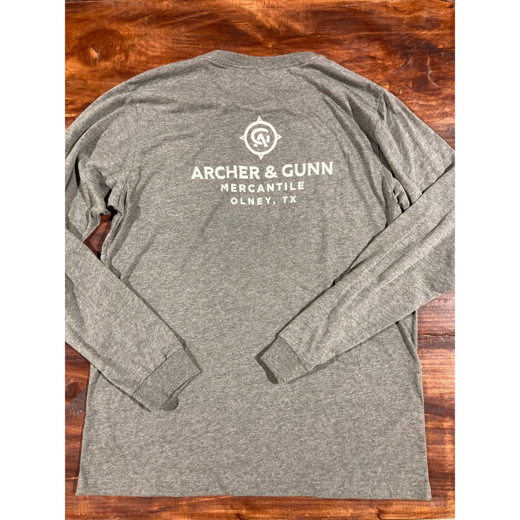 Archer & Gunn  - Store Front Long Sleeve T Logo Front - Deep Heather Gray