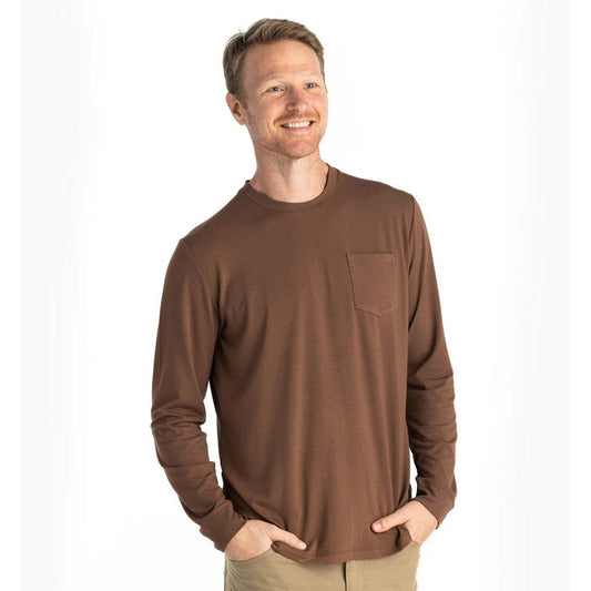 Men's Bamboo Flex Long Sleeve Pocket Tee - Mustang